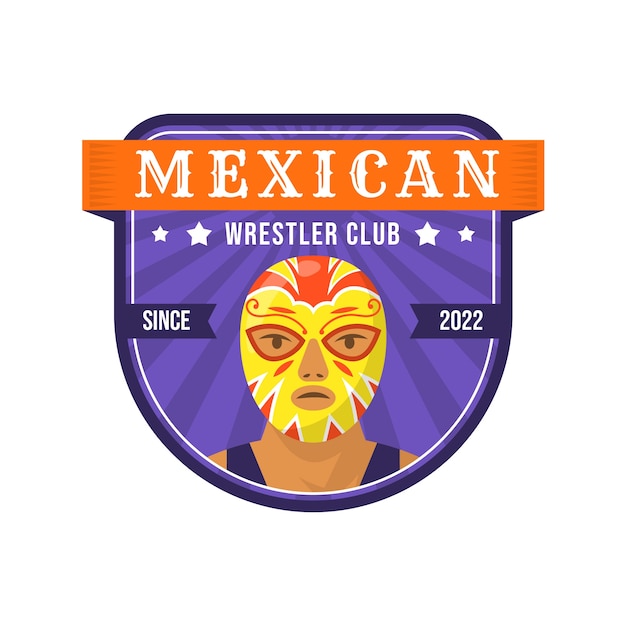 Vector gratuito plantilla de diseño de logo de luchador mexicano