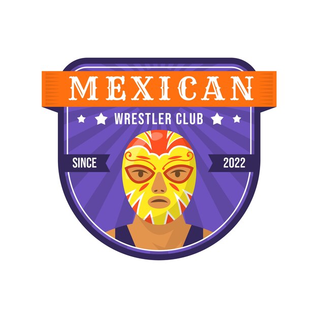 Plantilla de diseño de logo de luchador mexicano