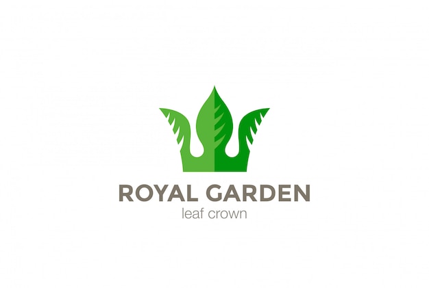 Plantilla de diseño de logotipo abstracto de hojas verdes corona. Icono de concepto de logotipo creativo de naturaleza ecológica.
