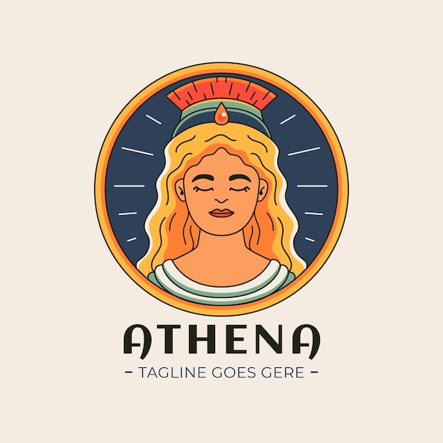 Plantilla de diseño de logotipo de atenea