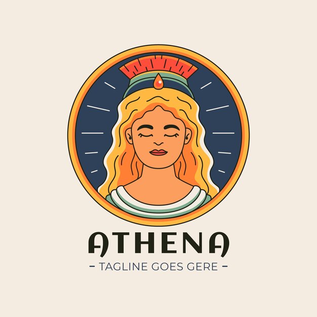 Plantilla de diseño de logotipo de atenea