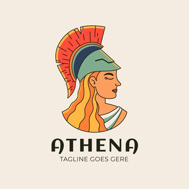 Plantilla de diseño de logotipo de atenea
