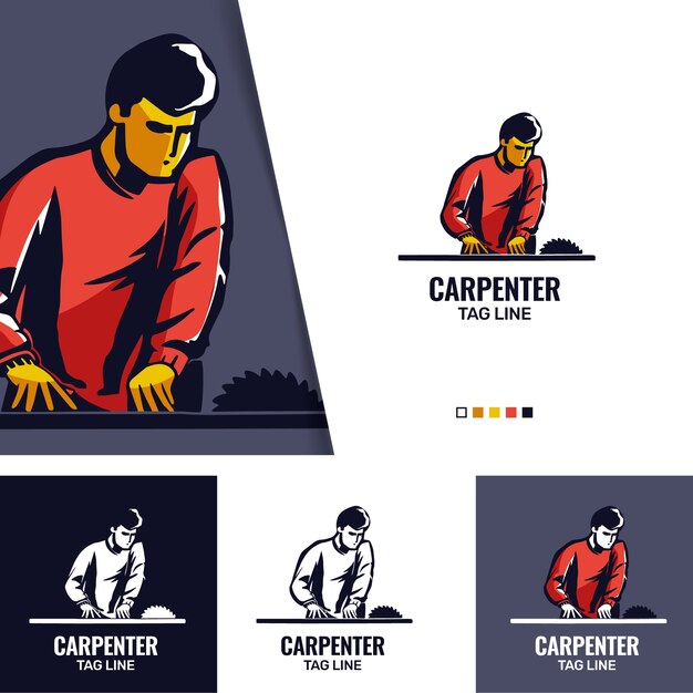 Plantilla de diseño de logotipo de carpintero