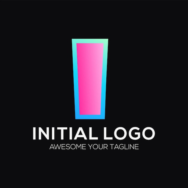 Plantilla de diseño de logotipo de color inicial i moderno