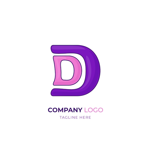Plantilla de diseño de logotipo dd dibujado a mano