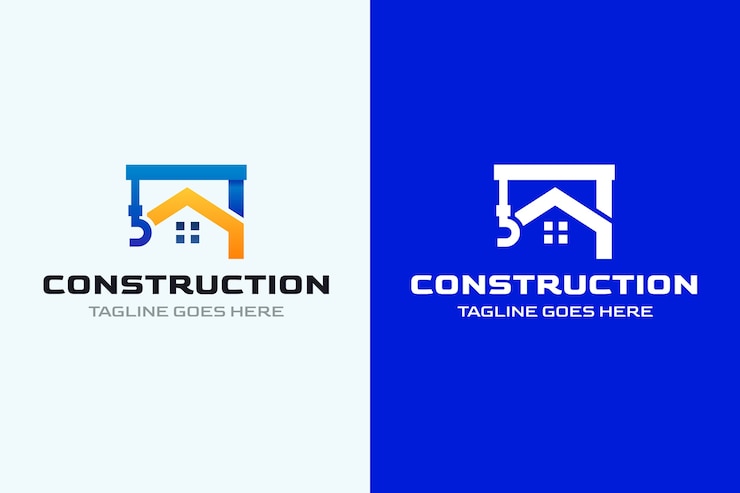 Vector gratuito plantilla de diseño de logotipo de empresa de construcción de degradado