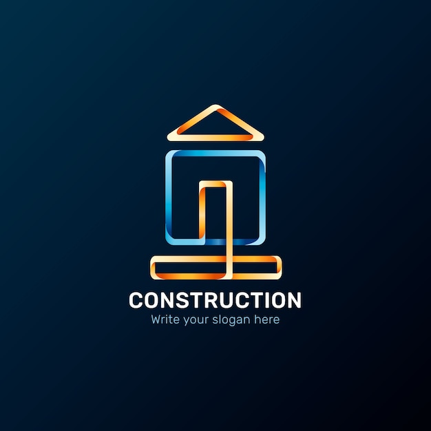 Plantilla de diseño de logotipo de empresa de construcción de degradado