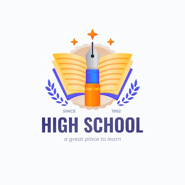 Vector gratuito plantilla de diseño de logotipo de escuela degradada