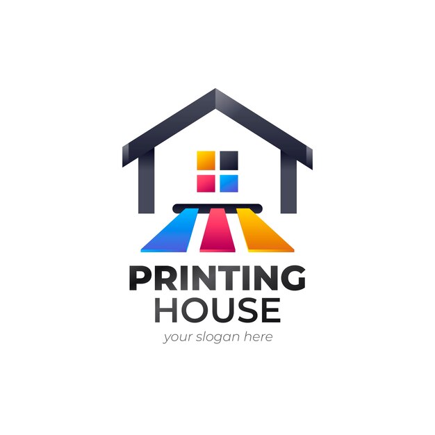 Plantilla de diseño de logotipo de imprenta degradada