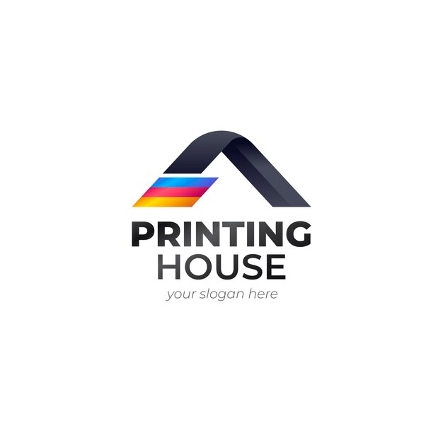 Plantilla de diseño de logotipo de imprenta degradada