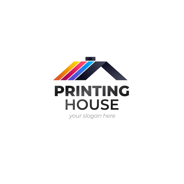 Plantilla de diseño de logotipo de imprenta degradada
