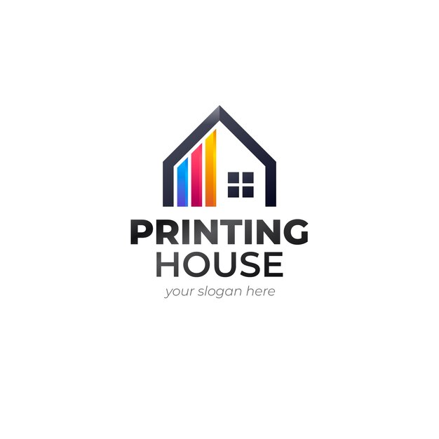 Plantilla de diseño de logotipo de imprenta degradada