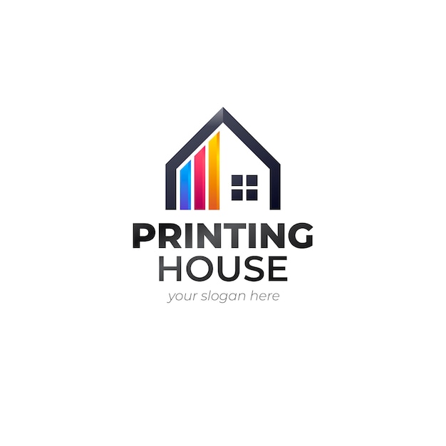 Plantilla de diseño de logotipo de imprenta degradada