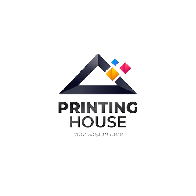 Plantilla de diseño de logotipo de imprenta degradada