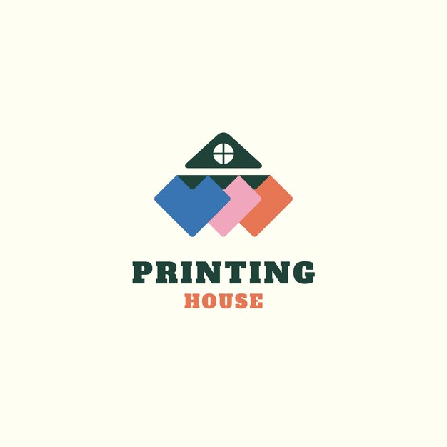 Plantilla de diseño de logotipo de imprenta de diseño plano