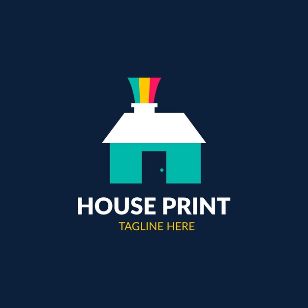 Plantilla de diseño de logotipo de imprenta de diseño plano