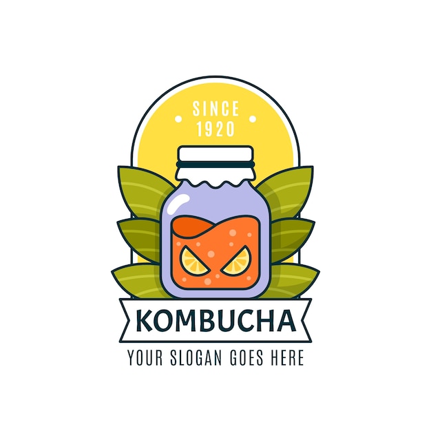 Plantilla de diseño de logotipo de Kombucha