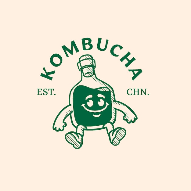 Vector gratuito plantilla de diseño de logotipo de kombucha