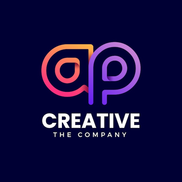 Plantilla de diseño de logotipo de monograma ap degradado