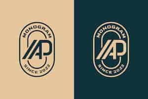 Vector gratuito plantilla de diseño de logotipo de monograma ap de diseño plano