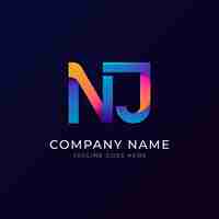 Vector gratuito plantilla de diseño de logotipo nj