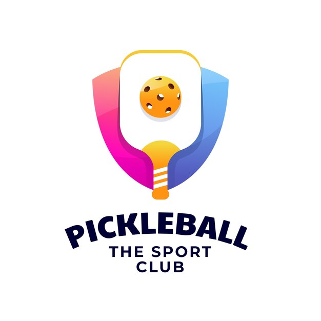 Plantilla de diseño de logotipo de pickleball degradado