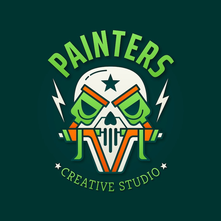 Vector gratuito plantilla de diseño de logotipo de pistola de pintura degradada