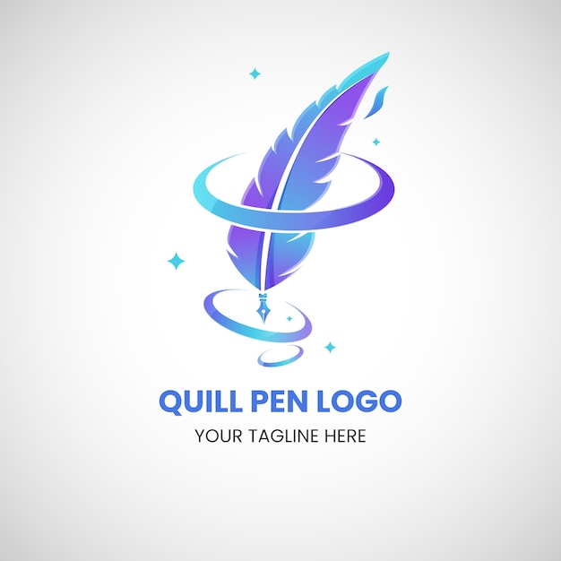 plantilla de diseño del logotipo de la pluma gradiente