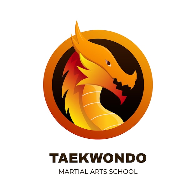 Vector gratuito plantilla de diseño de logotipo de taekwondo degradado