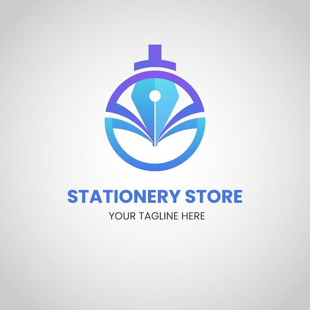 Vector gratuito plantilla de diseño de logotipo de tienda de papelería degradada
