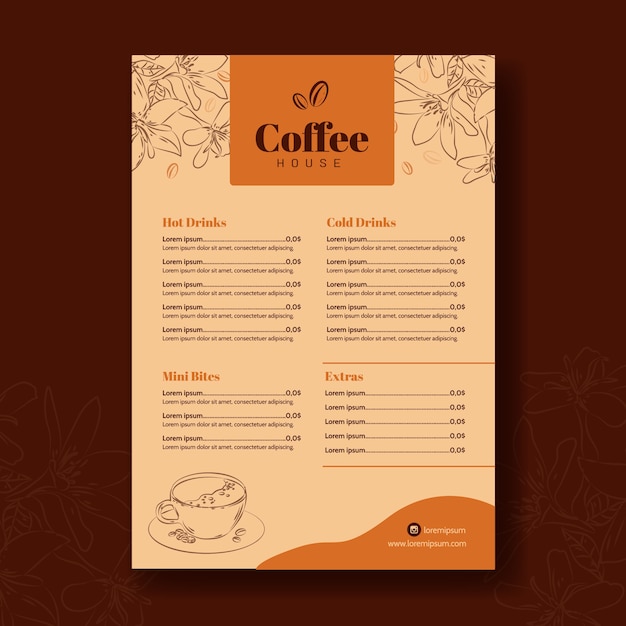 Plantilla de diseño de menú de comida de diseño plano