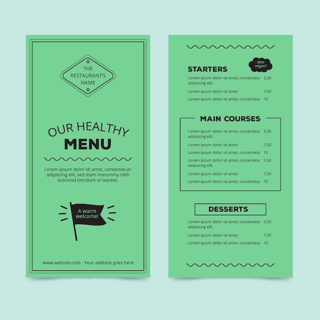 Vector gratuito plantilla para el diseño del menú del restaurante.