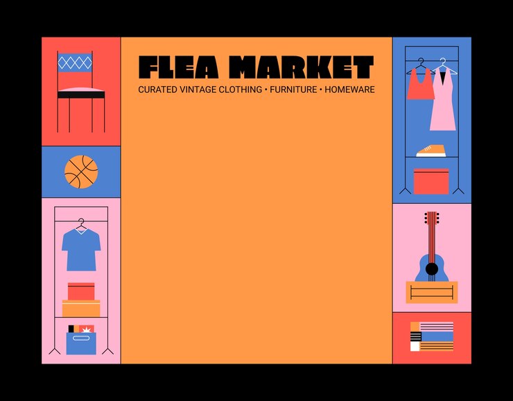 Vector gratuito plantilla de diseño de mercado de pulgas dibujado a mano