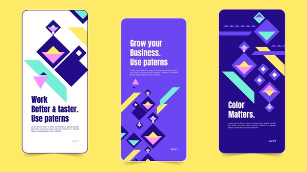 Plantilla de diseño móvil de patrón geométrico de diseño plano