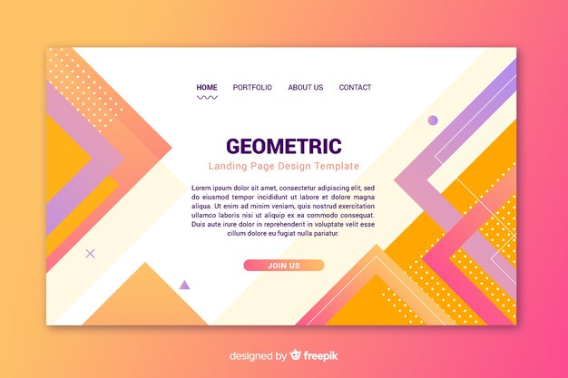 Plantilla de diseño de página de aterrizaje geométrica