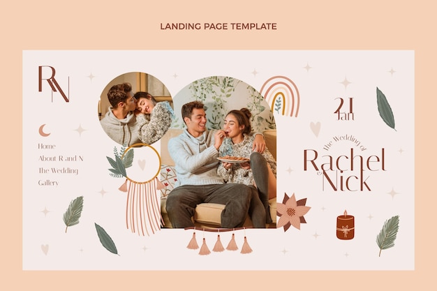 Plantilla de diseño de página de destino de boda