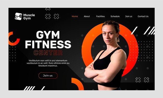 Plantilla de diseño de página de destino de gimnasio