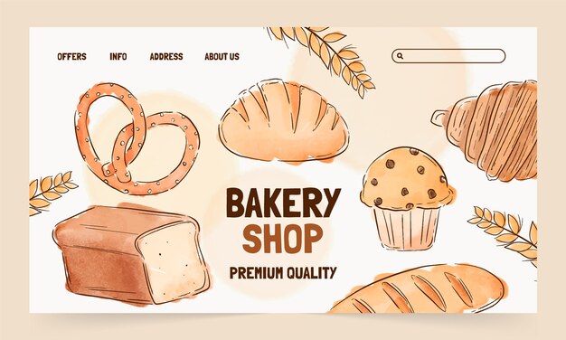 Plantilla de diseño de página de destino de panadería