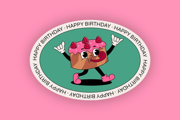 plantilla de diseño de pegatinas de cumpleaños