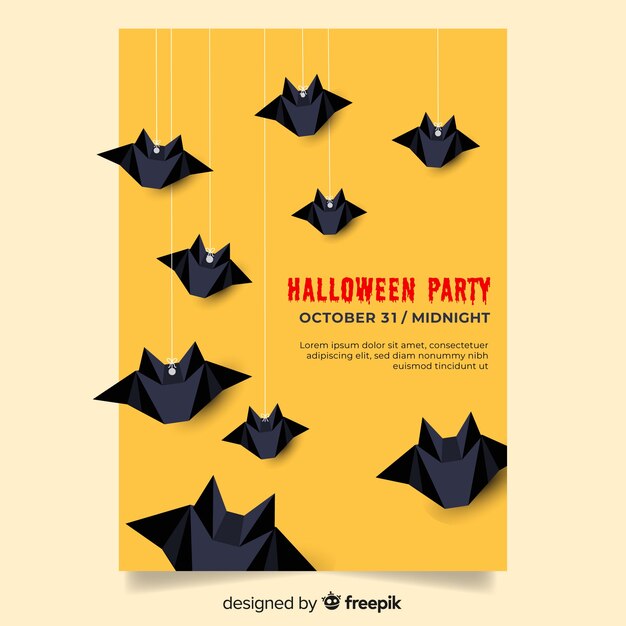 Vector gratuito plantilla con diseño plano cartel de fiesta de halloween