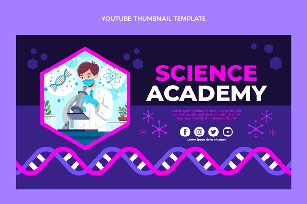 Plantilla de diseño plano de ciencia en miniatura de youtube