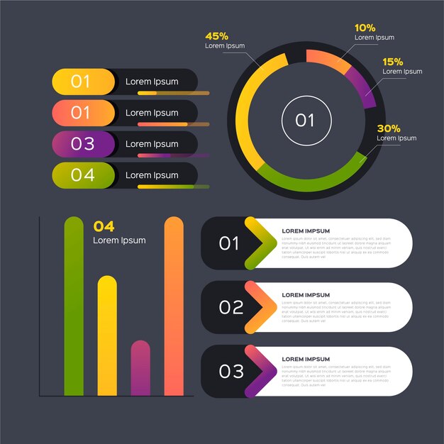 Plantilla de diseño plano de elementos de infografía