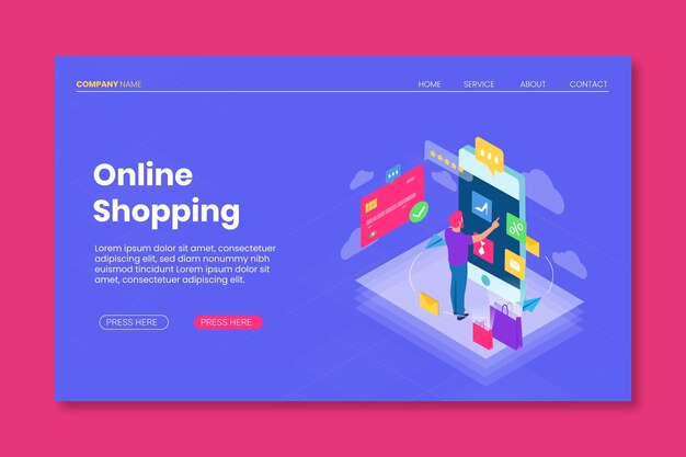 Plantilla de diseño plano página de aterrizaje en línea de compras