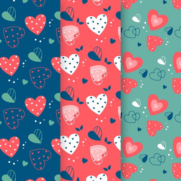 Plantilla de diseño plano de patrón de corazón