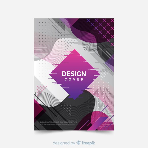Plantilla de diseño de portada con estilo abstracto