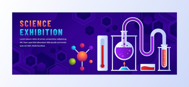 Vector gratuito plantilla de diseño de portada de facebook de ciencia degradada