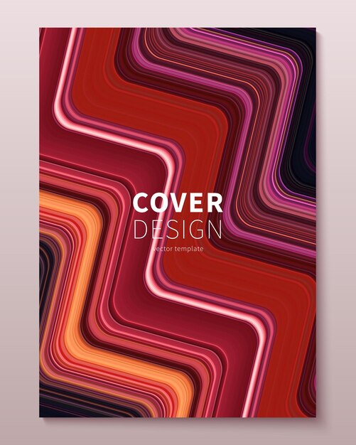 Plantilla de diseño de portada vectorial con líneas deformadas de color degradado Ilustración minimalista dinámica Fondo colorido abstracto moderno para revista de presentación de folleto de póster, etc.