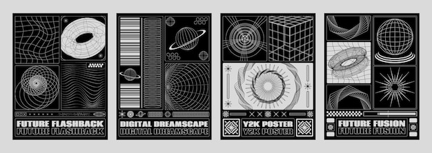 Vector gratuito plantilla de diseño de póster de estilo retro y2k