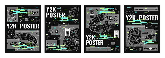 plantilla de diseño de póster de estilo trendy y2k