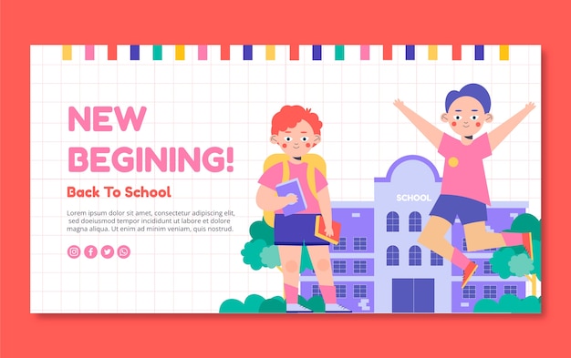 Vector gratuito plantilla de diseño de publicación de facebook de regreso a la escuela